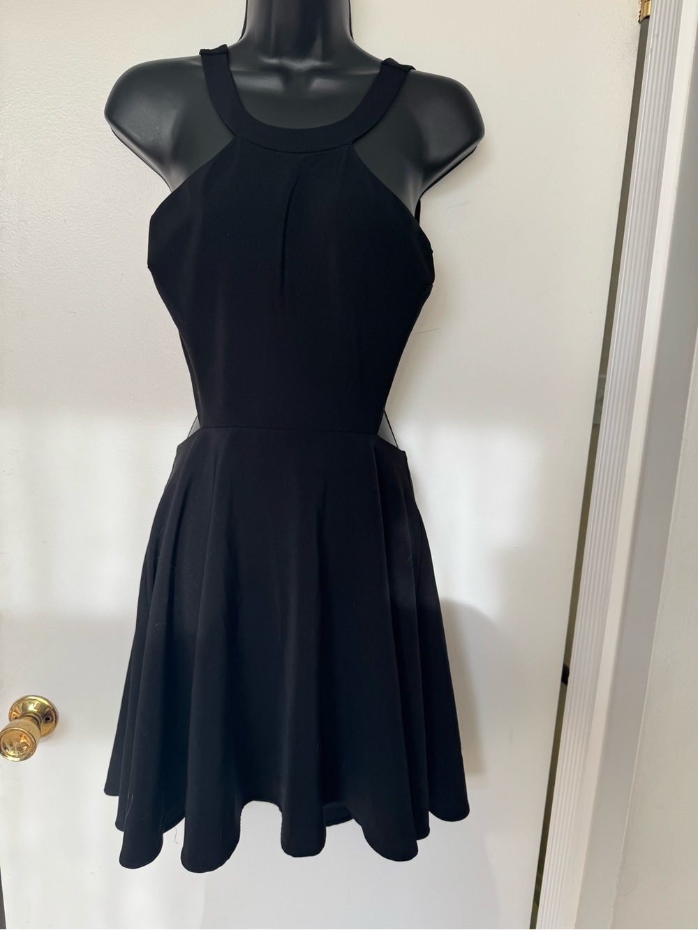 Express Black Halter Fit-and-Flare Mini Dress